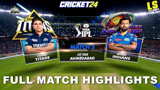 MI vs GT 5th Match IPL 2024 full Highlights - Cricket 24 (Part 2) #giveaway