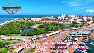 VOLANDO EN DRONE 4K CARTAGENA   CIUDAD AMURALLADA   BOCAGRANDE  EL LAGUITO  CASTILLO GRANDE