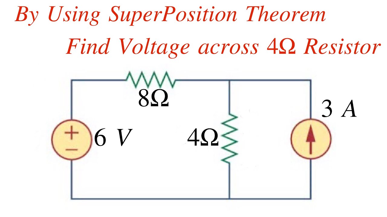 Find Voltage Drop Across A Resistor || By Using Superposition Theorem ...