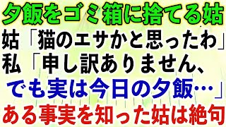 【スカッとする話】夕飯をゴミ箱に捨てる姑「猫のエサかと思ったわ」私「申し訳ありません、でも実は今日の夕飯…」ある事実を知った姑は絶句