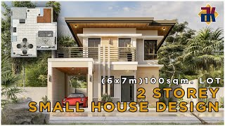 SMALL HOUSE DESIGN | (6x7 meters) | 100 sqm Lot |  2 Storey | OFW House