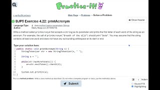Java Practice It | Exercise 4.22: printAcronym | StringTokenizer, method basics, Strings