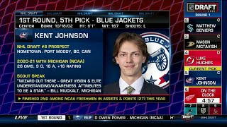 Blue Jackets Select C Kent Johnson 5th Overall (2021 NHL Draft)