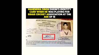 Ms Dhoni identity🆔 Card/#msd #msdhoni #csk #viratkohli #rohitsharma #viral #trending #shorts