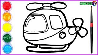 Coloring Helicopter ⎮ Painting for toddlers and drawing for kids ⎮ KIDKIDS TV #colous