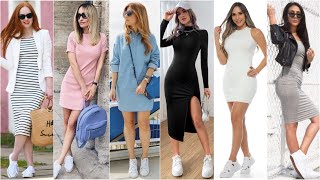 HERMOSAS IDEAS PARA COMBINAR VESTIDOS CON TENIS BLANCOS 👗👟 LOOKS Y OUTFITS PARA VERTE BIEN SIEMPRE