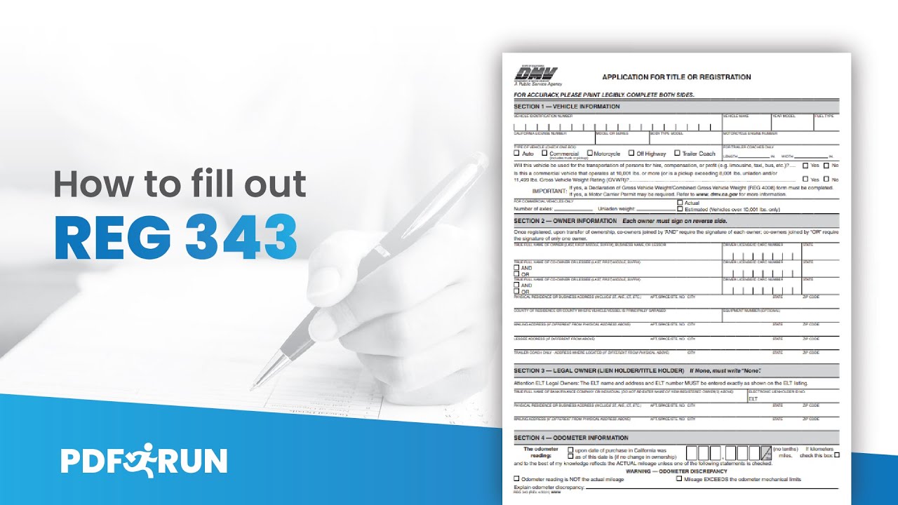 How To Fill Out REG 343 Online Or California Application For Title Or ...