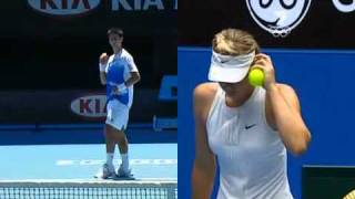 Novak Djokovic imitates Maria Sharapova