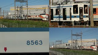 5/28北館林偵察 東武8000系8563F.8564F解体開始8564Fは全車解体済みか？残る8563Fは東武100系104F(サニーコーラルオレンジ)横に留置