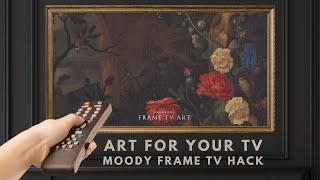 Framed TV Art Screensaver 4K - Vintage Still life Moody Dark Wallpaper Background - No Sound