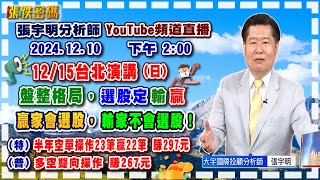 2024.12.10 張宇明台股解盤   盤整格局，選股定輸贏，贏家會選股，輸家不會選股！特會半年空單操作23筆贏22筆共賺297元！普會多空雙向操作賺267.3元【#張宇明分析師】