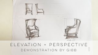 How to draw furniture; a chair from different perspective angles
