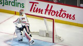 Petr Mrazek in action during the Blackhawks @ Senators hockey game