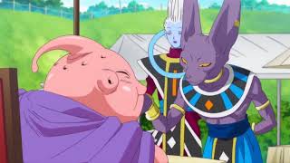 DBZ battle of gods movie Majin Buu fight Beerus over pudding FUNNY MOMENTS