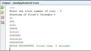 Java to print the Floyd's Triangle.