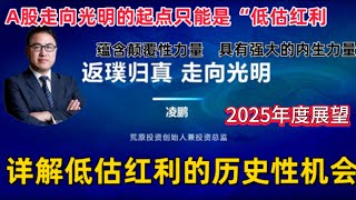 荒原投资凌鹏2025年投资策略——《返璞归真，走向光明--下》。A股走向光明的起点只能是“低估红利”。详细解析低估红利的行情，认为低估红利具有强大的内生力量，蕴含颠覆性力量。