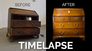 Timelapse Restoration of an Antique Georgian Oak Bureau - Before and After