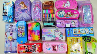 unboxing collection of pencil case, doraemon geometry box, neon pen, ultimate collection of toys 😍🥰