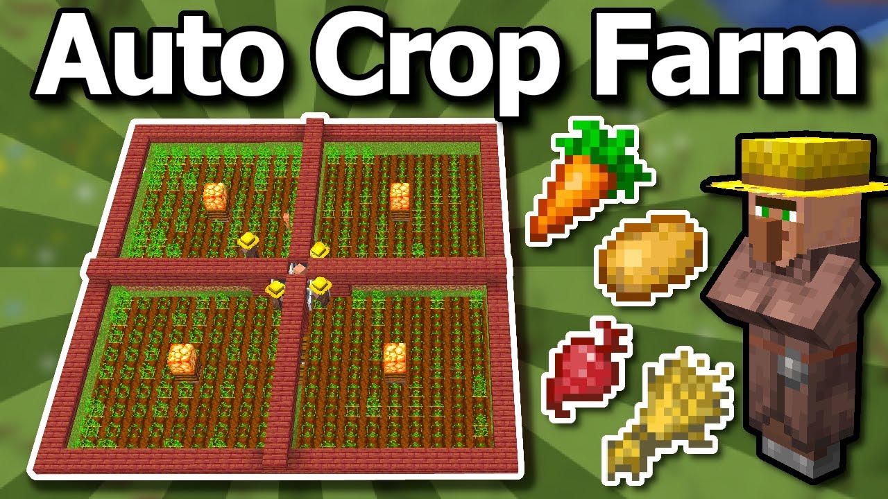 Minecraft Villager Auto Crop Farm Tutorial Potato Wheat Carrot