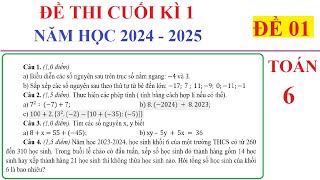 TOÁN 6 - ĐỀ 1 - ĐỀ THI CUỐI HỌC KÌ 1 TOÁN LỚP 6 NĂM 2024-2025. ÔN TẬP HỌC KÌ 1