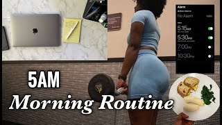 5AM MORNING ROUTINE Before 9-5 | realistic + productive, upper body workout