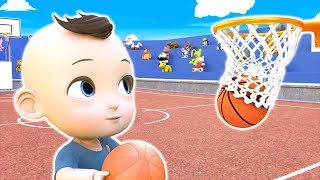 Baby Jake playing basketball Game. Cartoon Story Balls Challenge
