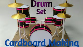 How to make a Drum Set Easy paper and cardboard || DIY simple mini Drum set