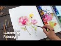 [LVL3] Watercolor flower painting wet into wet 수채화 水彩畫