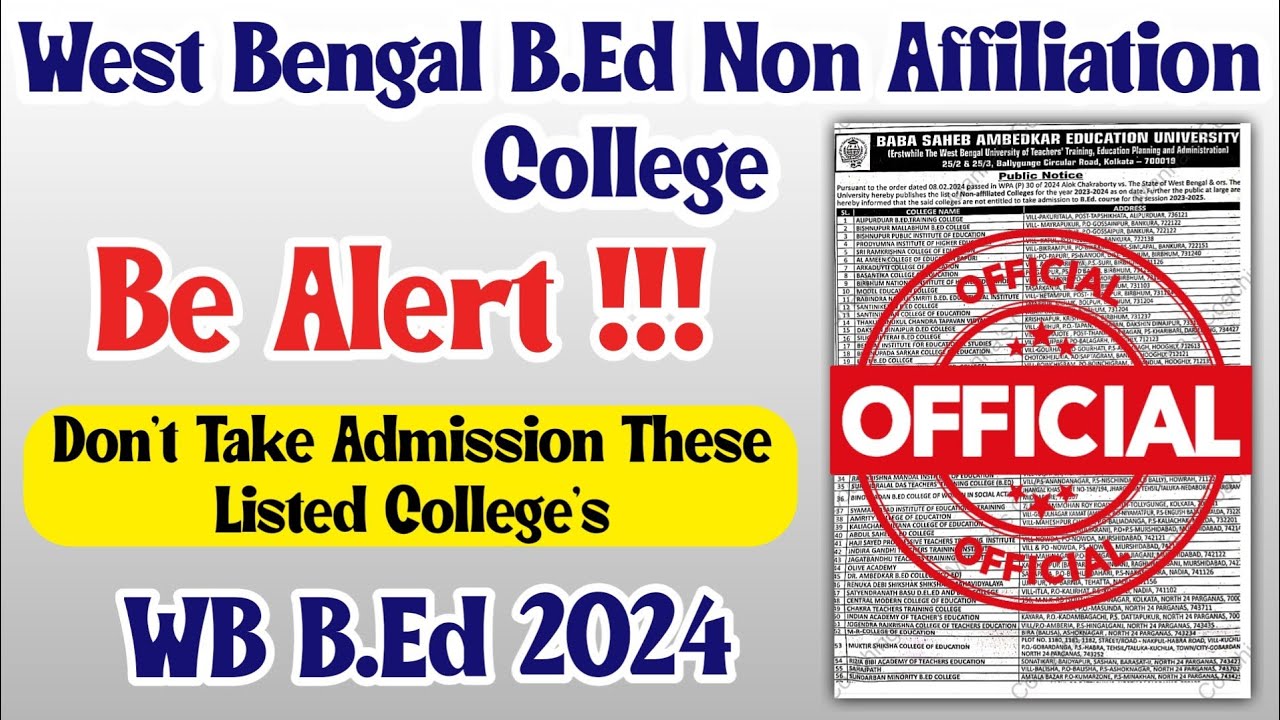 West Bengal B.Ed Admission 2024 | BSAEU B.Ed Non Colleges Don't Take ...