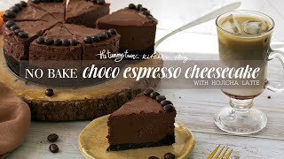 No Bake Chocolate Espresso Cheesecake with Hojicha Latte~ a fave combo! | The Tummy Train