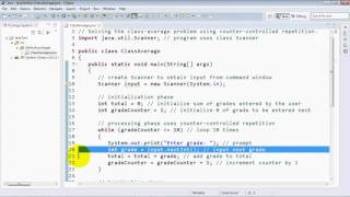 JAVA Tutorials for Beginners 39 Calculating a class average using the while statement and counter c