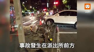 休旅車失控衝公車亭 撞毀整排欄杆