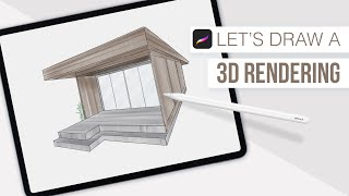 How to Draw a 3D House Rendering using Procreate's Perspective Guide with Draw Assist
