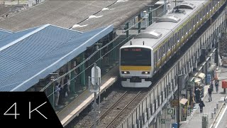 [4K] 両国駅に止まる総武線E231系500番/900番 (両国ホテル撮影スポット)