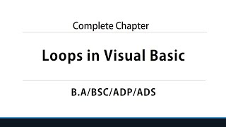 Loops in Visual Basic