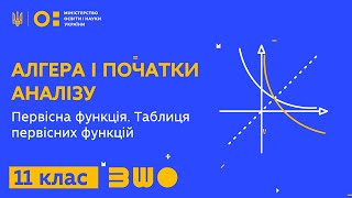 11 клас. Алгебра. Первісна функція. Таблиця первісних функцій