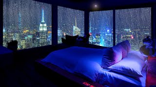 Adormecer Mais Rápido 💤 Som de Chuva Forte e Trovoadas em Nova York - Chuva na janela para dormir