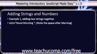 JavaScript Training Tutorial Adding Strings and Numbers