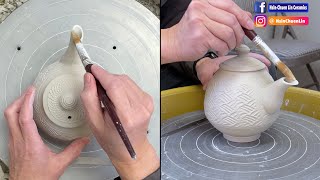 553. Trimming/Fitting/Assembling a Roller Texture Teapot with Hsin-Chuen Lin 林新春 滾花紋茶壺修坯及壺蓋嘴把接合示範