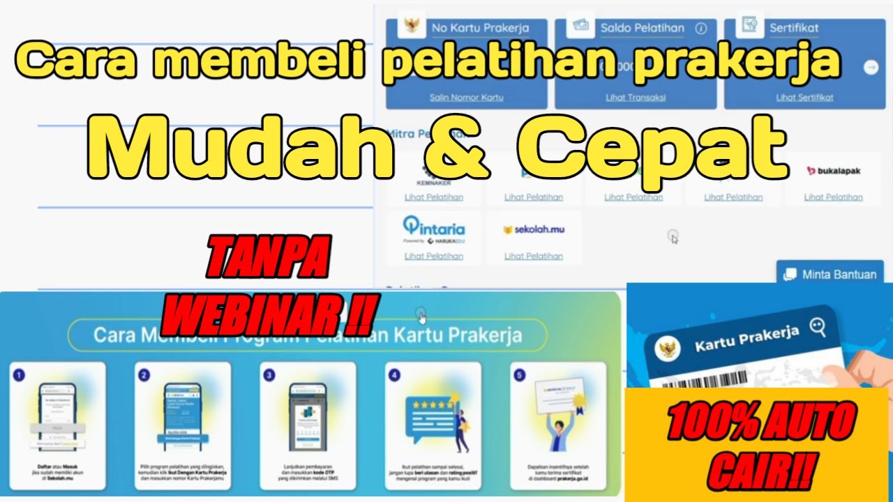 CARA MEMBELI PELATIHAN PRAKERJA TANPA WEBINAR MUDAH DAN CEPAT - YouTube