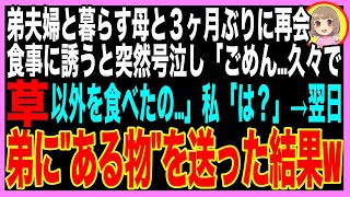 【スカッと】街中で母と3ヶ月ぶりに再開したので食事に招待したら突然号泣➔母「草以外を食べたのは久々で…」弟夫婦と暮らす母の扱いを知った私が調子に乗った弟に報復…（朗読）