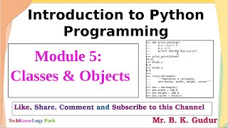 Classes and Objects in Python - Module 5 of Introduction to Python Programming (BPLCK105B/BPLCK205B)