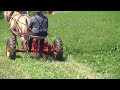 testing the i u0026j ground drive sickle bar mower with one norwegian fjord horse