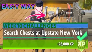 Search Chests at Upstate New York week 10 challenge in fortnite