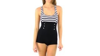 Seafolly Women's Seaview Boyleg Maillot One Piece | SwimOutlet.com