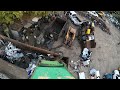 aerial view loading a scrap container