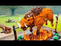 Roasting a Whole HUGE Wild Boar on a Spit like a chicken! Outdoor Lego Cooking ASMR