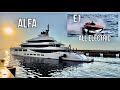 ALFA $85M 70m. Benetti Stunning  Superyacht & Behind the scenes of E1 Racebird in Monaco