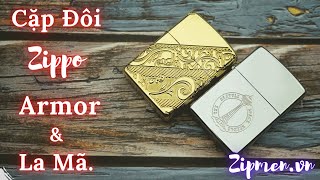 | HẾT HÀNG | Cặp đôi zippo độc đẹp chính hãng | Zippo la mã 1998 xiv và zippo armor cao cấp