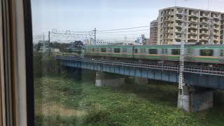 台風19号 翌々日 東海道線 茅ヶ崎→平塚 相模川で徐行運転